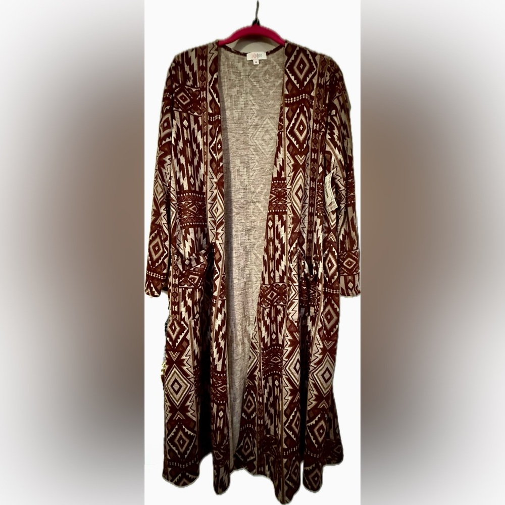 LuLaRoe Geometric Patterned Maroon and White Sara… - image 1